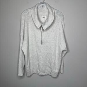 Aerie Women’s White‎ Half Zip Collared Sweater Size M Soft Knit Pullover